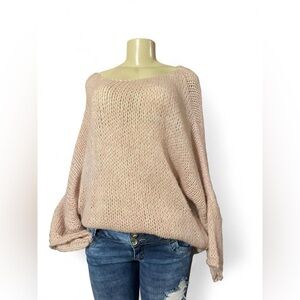 Chic Off-the-Shoulder Blush Sweater oversized